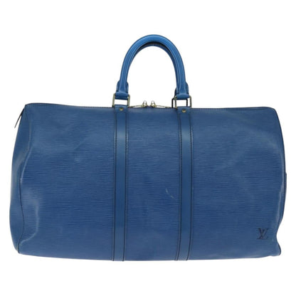 Louis Vuitton Keepall Bag Epi Leather, BLUE, LEATHER, Travel bag