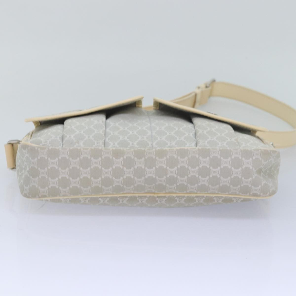 Celine Vintage Macadam Shoulder Bag Canvas and Leather, GRAY, CANVAS, Shoulder bag