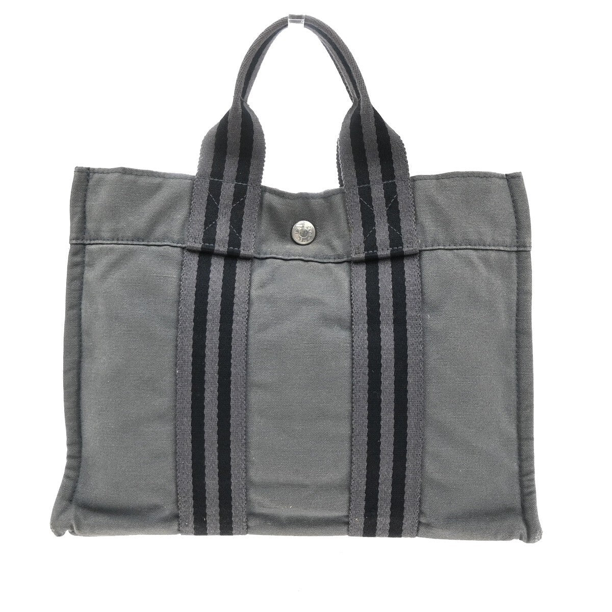 Hermes Fourre Tout Tote Canvas, GRAY, CANVAS, Tote bag