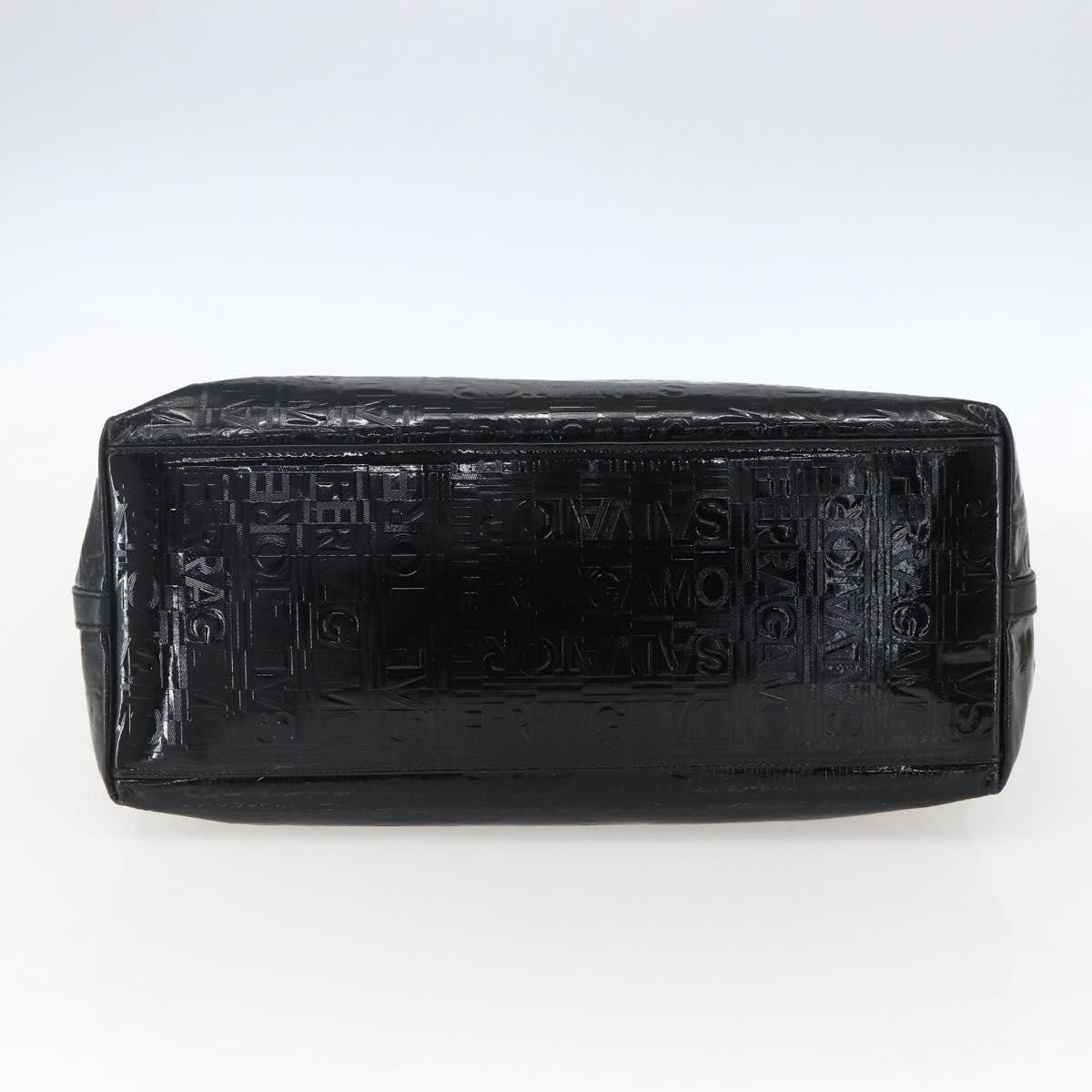 Salvatore Ferragamo Gancini Tote Patent leather, BLACK, PATENT_LEATHER, Tote bag