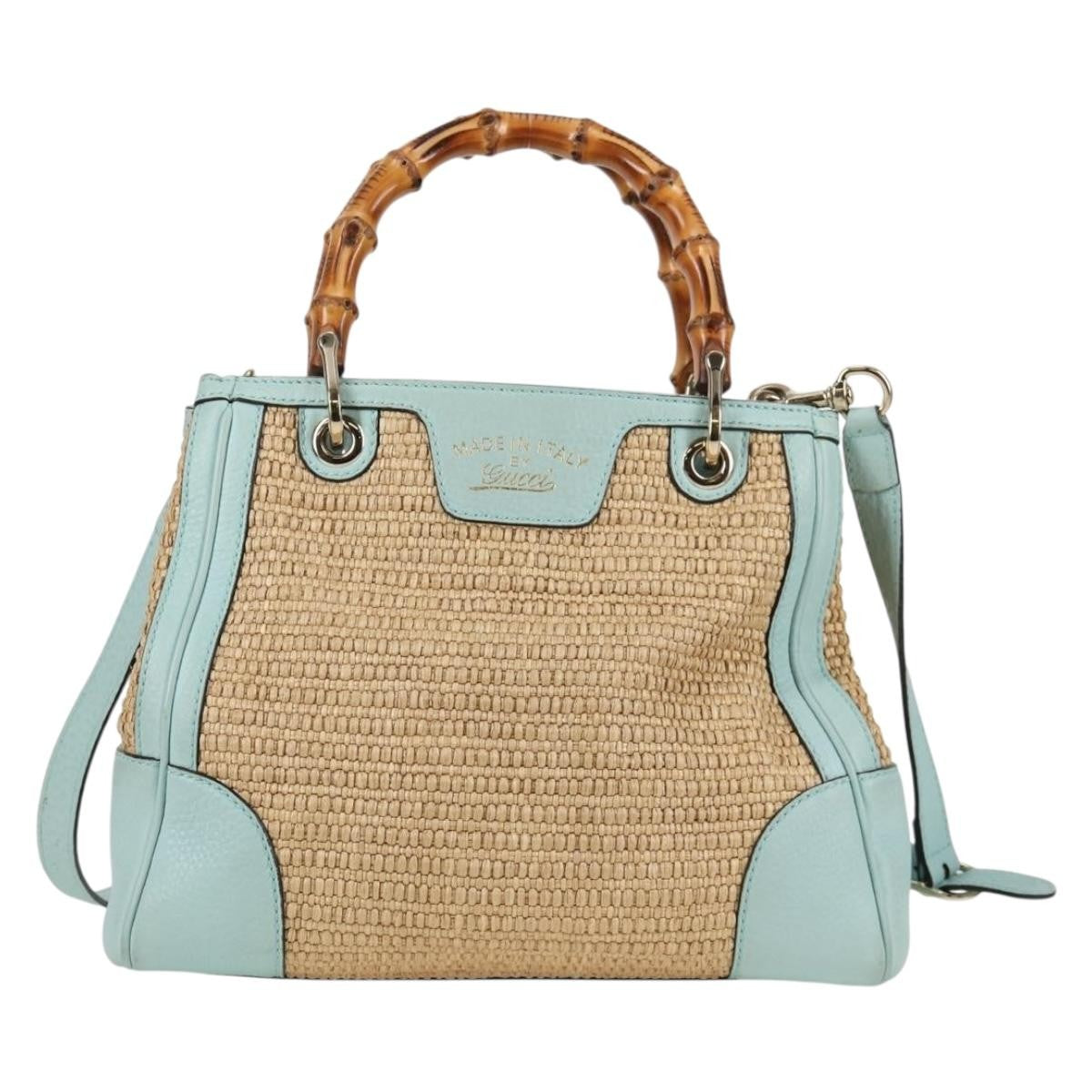 Gucci Bamboo Shopper Tote Straw, BEIGE, WICKER, Tote bag