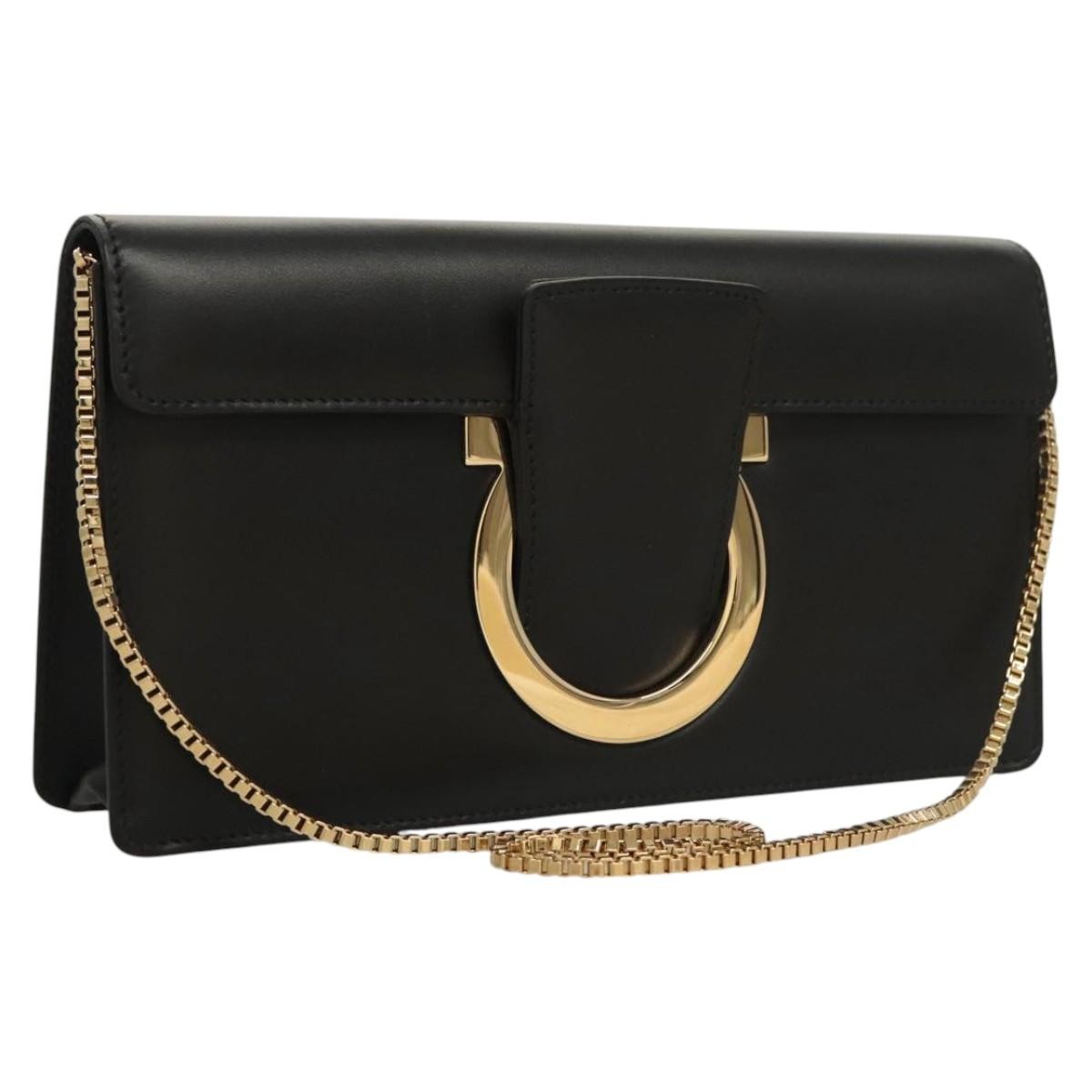 Salvatore Ferragamo Thalia Shoulder Bag Leather, BLACK, LEATHER, Shoulder bag