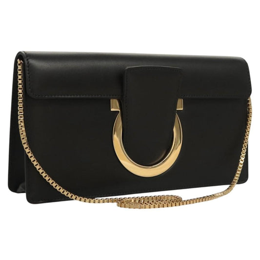 Salvatore Ferragamo Thalia Shoulder Bag Leather, BLACK, LEATHER, Shoulder bag