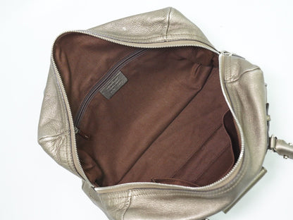 Salvatore Ferragamo Gancini Buckle Shoulder Bag Leather, GOLD, LEATHER, Shoulder bag