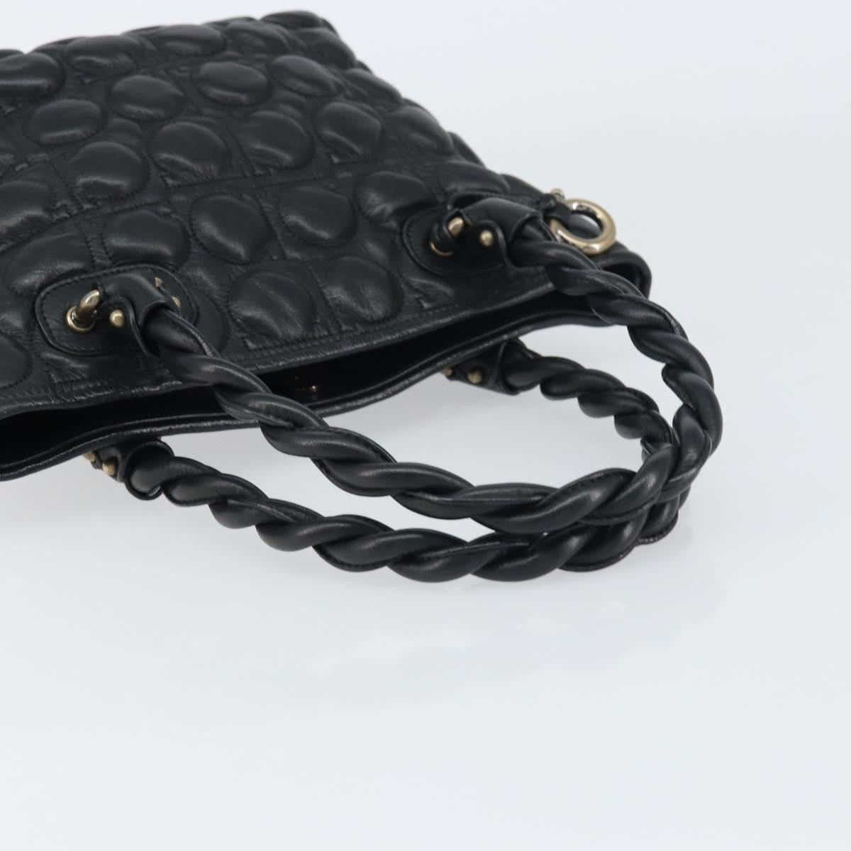 Salvatore Ferragamo Gancini handbag Leather, BLACK, LEATHER, Handbag