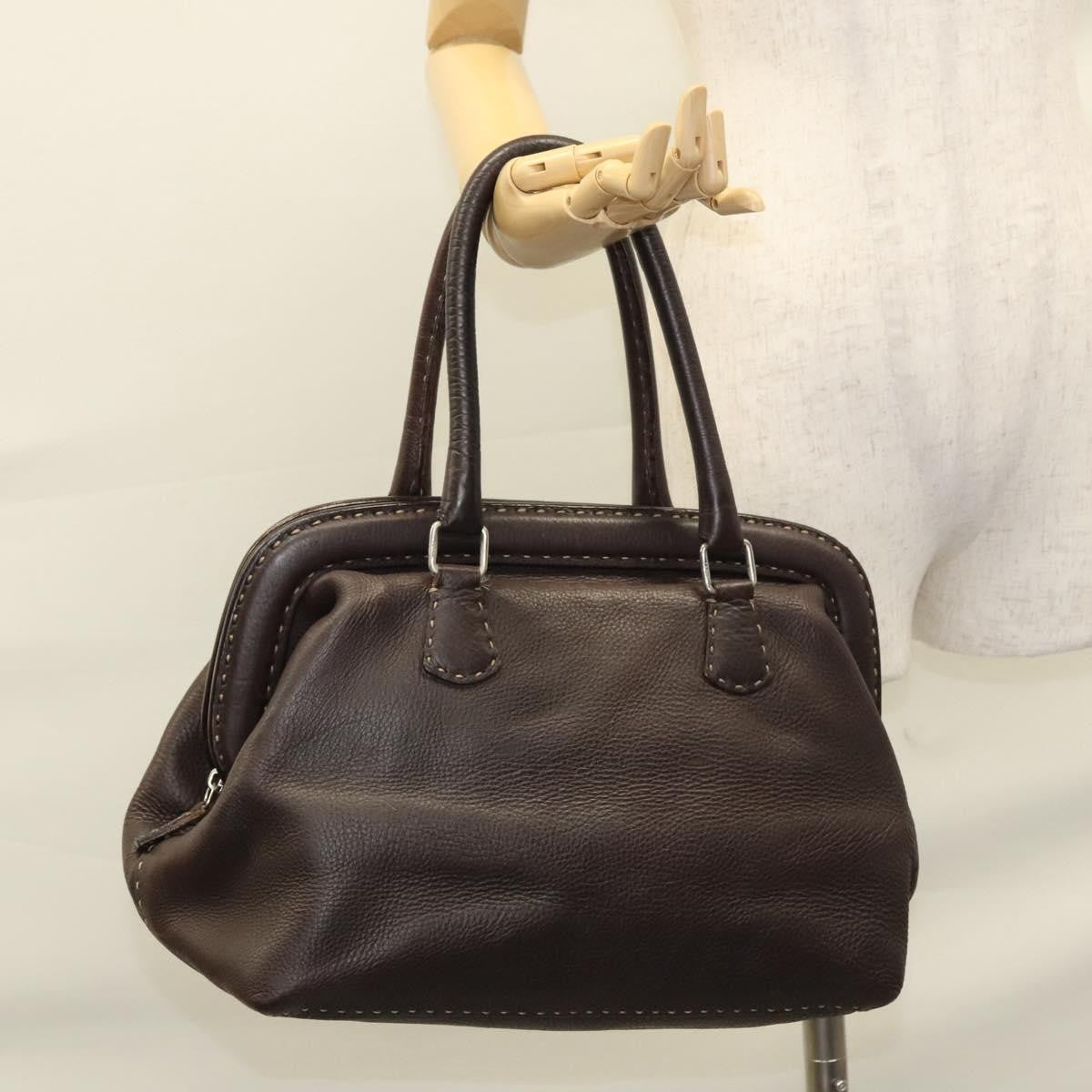 Fendi Selleria Frame Doctor Bag Leather, BROWN, LEATHER, Handbag