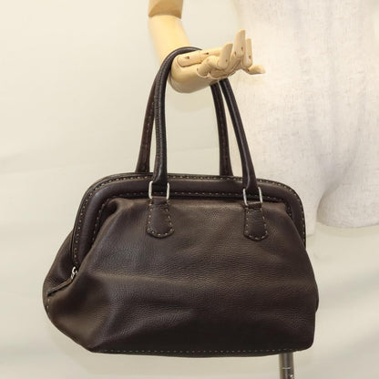 Fendi Selleria Frame Doctor Bag Leather, BROWN, LEATHER, Handbag