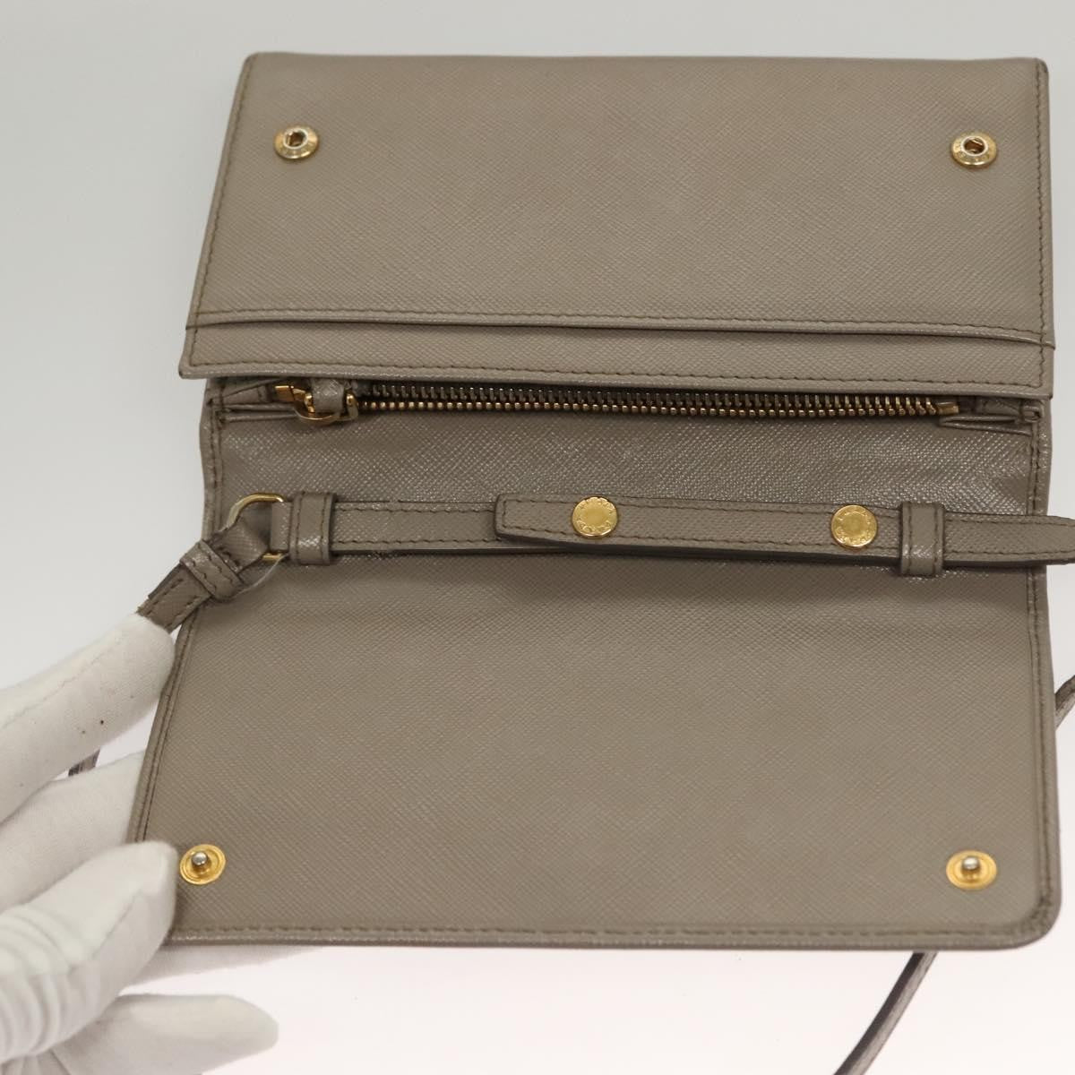 Prada Wallet on Strap Saffiano Leather, BEIGE, LEATHER, Shoulder bag