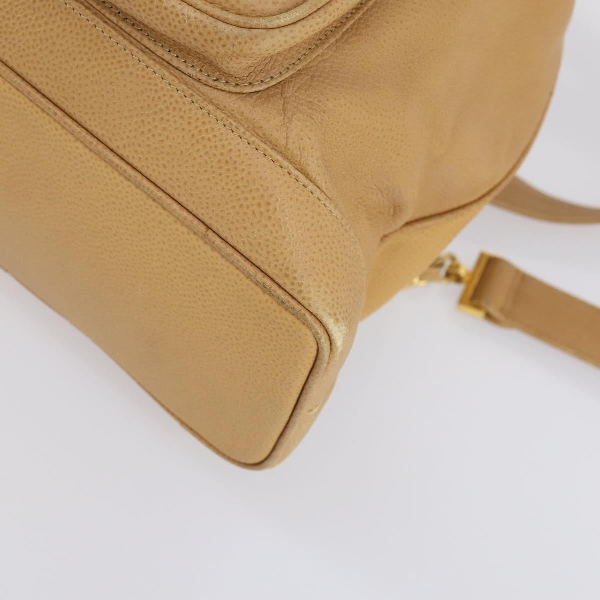 Chanel CC Front Pocket Backpack Leather, BEIGE, LEATHER, Backpack