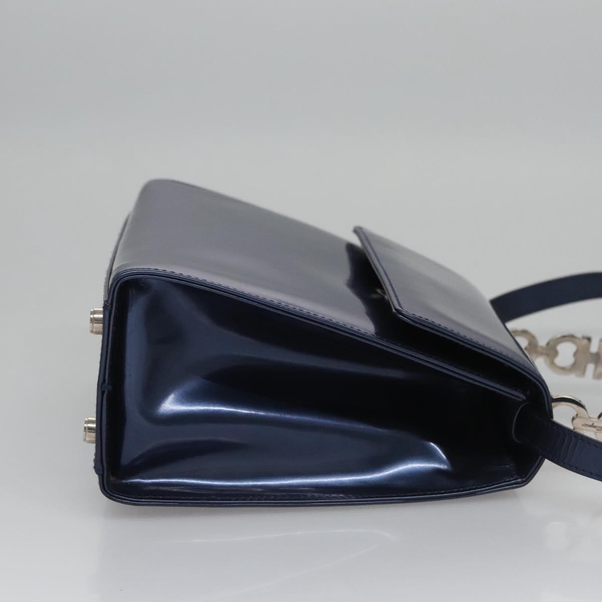 Salvatore Ferragamo Gancini handbag Patent leather, BLUE, PATENT_LEATHER, Handbag