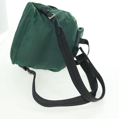 Prada Vela Double Front Pocket Backpack Tessuto with Saffiano Leather, GREEN, NYLON, Backpack