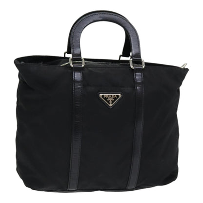 Prada Convertible Zip Tote Tessuto with Leather, BLACK, NYLON, Tote bag