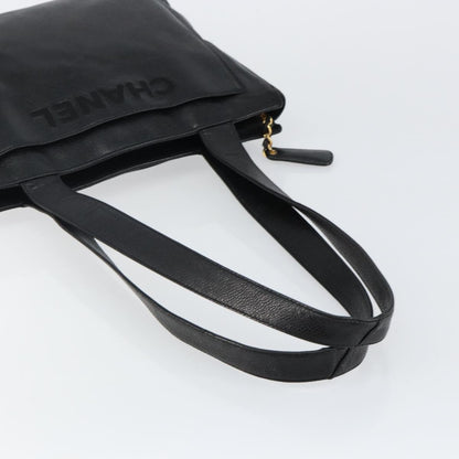 Chanel Vintage Logo Tote Caviar, BLACK, LEATHER, Tote bag