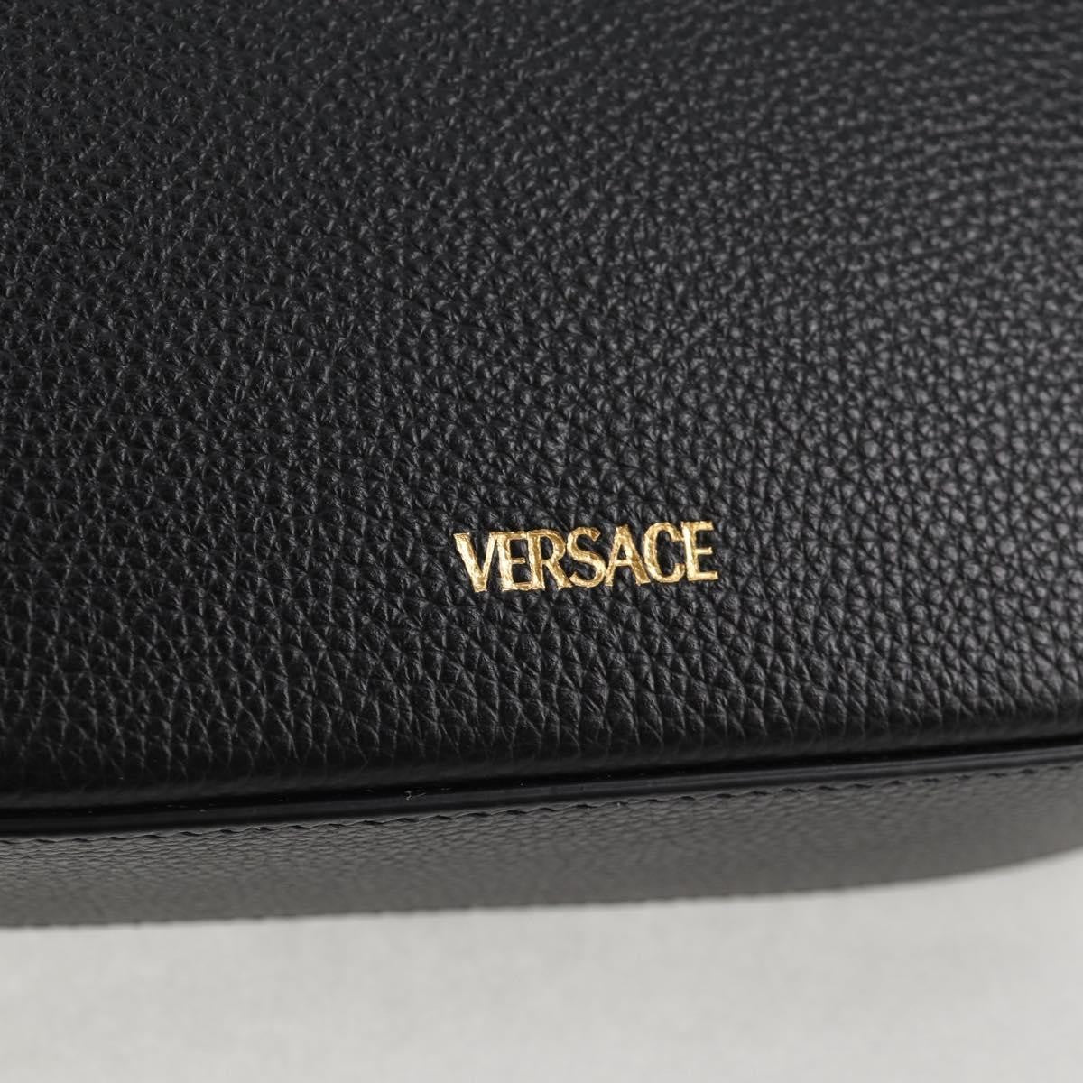 Versace Virtus Flap Messenger Bag Leather, BLACK, LEATHER, Crossbody bag