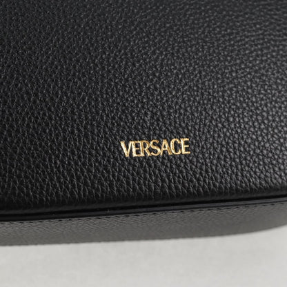 Versace Virtus Flap Messenger Bag Leather, BLACK, LEATHER, Crossbody bag