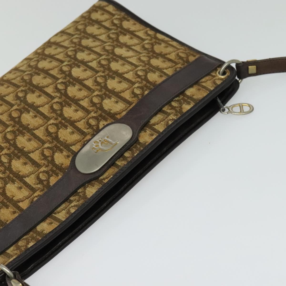 Christian Dior Vintage Trotter Shoulder Bag Canvas, BROWN, CANVAS, Shoulder bag