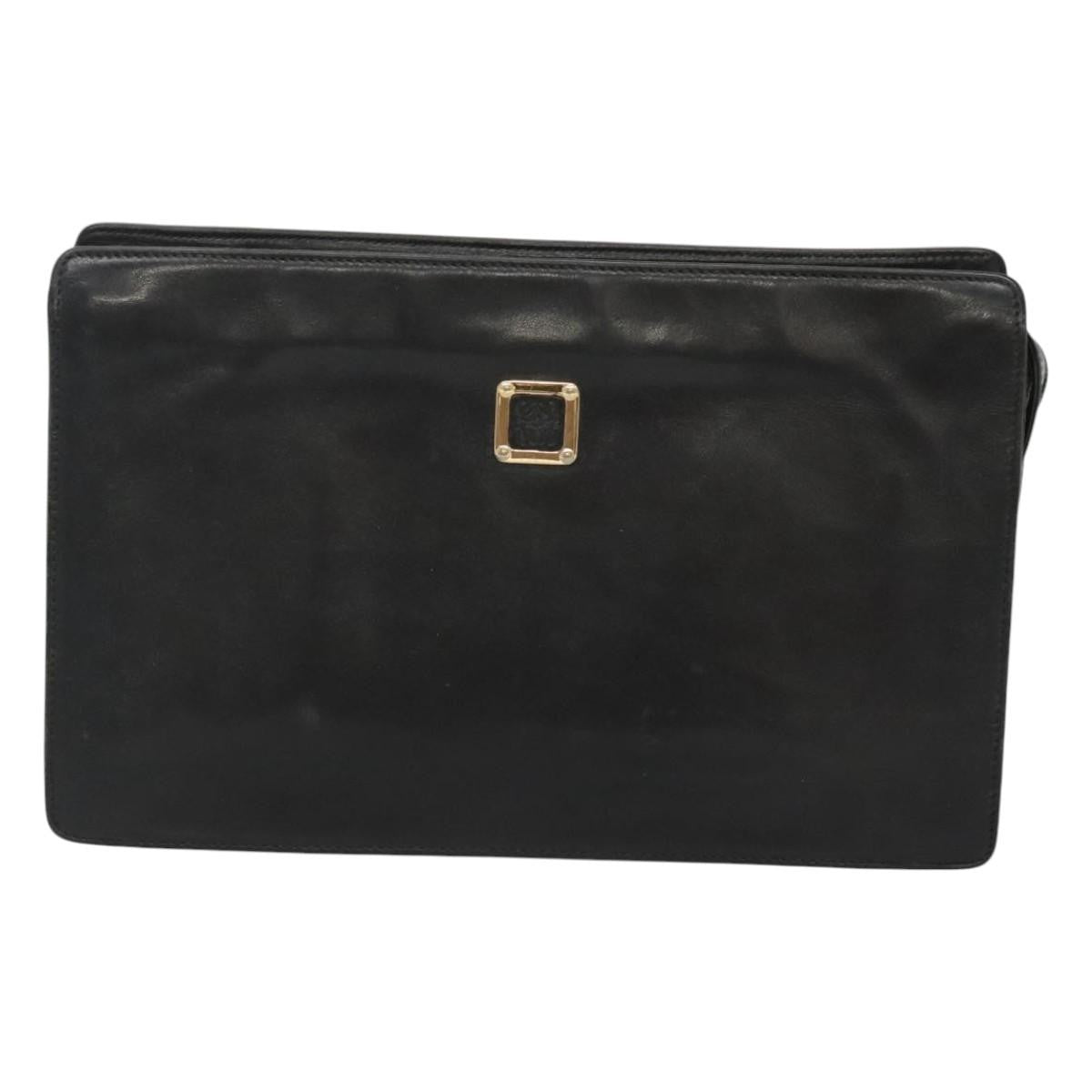 Loewe Anagram Clutch Bag Leather, BLACK, LEATHER, Clutche & pouche