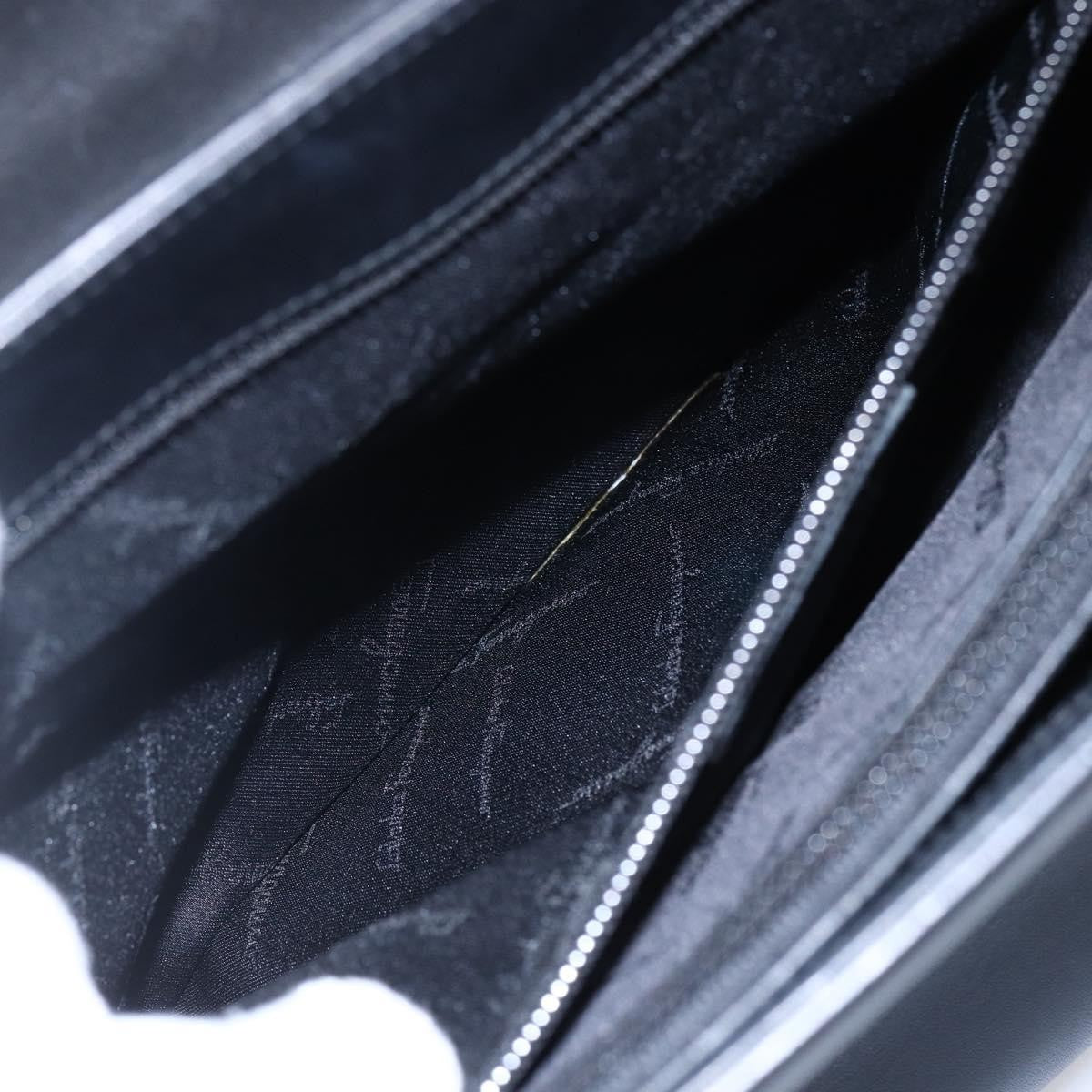 Salvatore Ferragamo Gancini handbag Leather, BLACK, LEATHER, Handbag