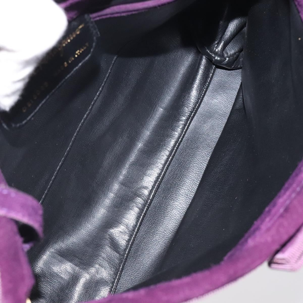 Salvatore Ferragamo Vala Shoulder Bag Suede, PURPLE, SUEDE, Shoulder bag