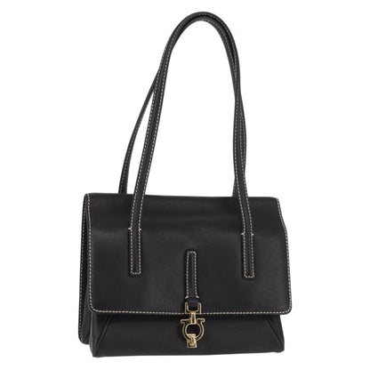 Salvatore Ferragamo Flap Shoulder Bag Leather, BLACK, LEATHER, Shoulder bag
