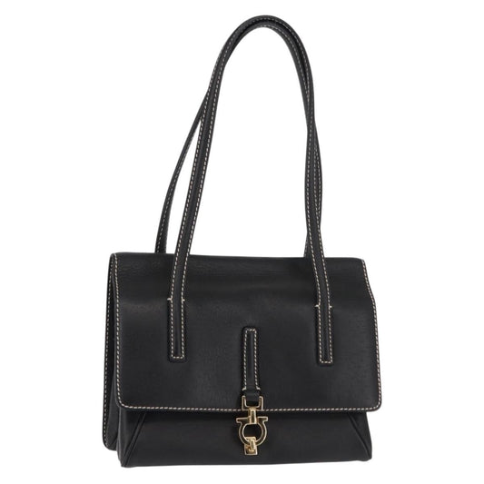 Salvatore Ferragamo Flap Shoulder Bag Leather, BLACK, LEATHER, Shoulder bag