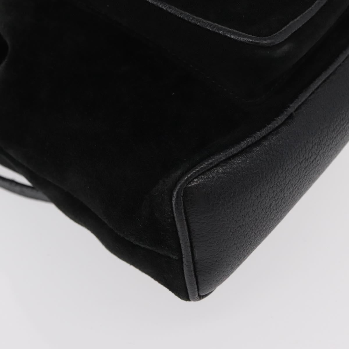 Gucci Vintage Bamboo Backpack Suede, BLACK, SUEDE, Backpack