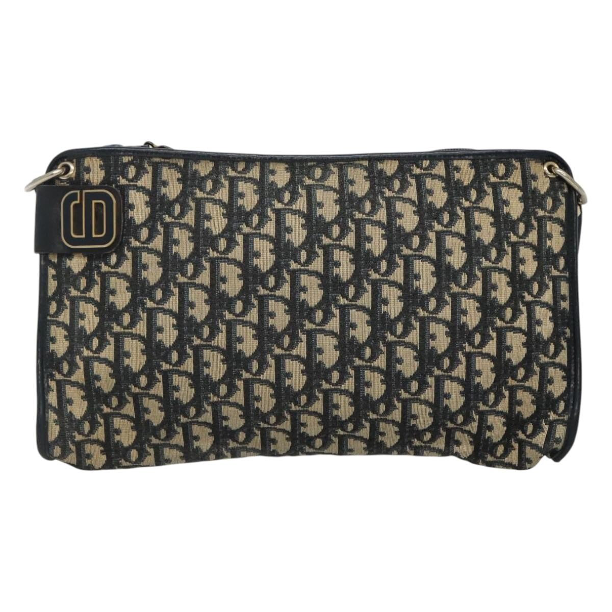 Christian Dior Vintage Trotter Shoulder Bag Canvas, NAVY, CANVAS, Shoulder bag