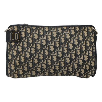 Christian Dior Vintage Trotter Shoulder Bag Canvas, NAVY, CANVAS, Shoulder bag