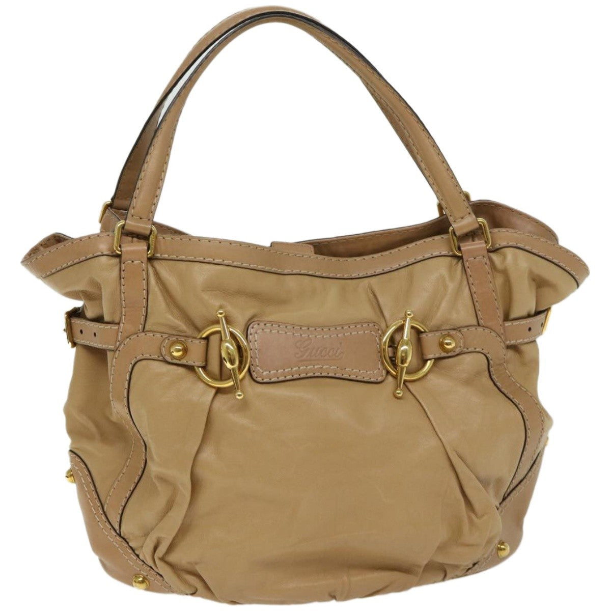 Gucci Vintage Horsebit Shoulder bag Leather, BEIGE, LEATHER, Shoulder bag