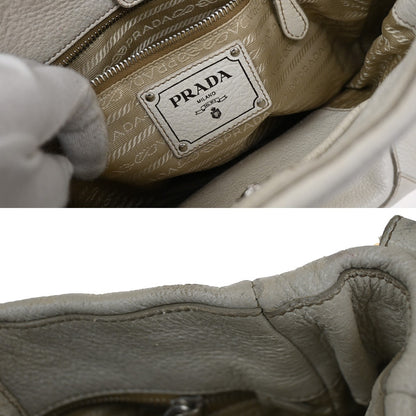 Prada Side Pocket Zip Hobo Vitello Daino, WHITE, LEATHER, Shoulder bag