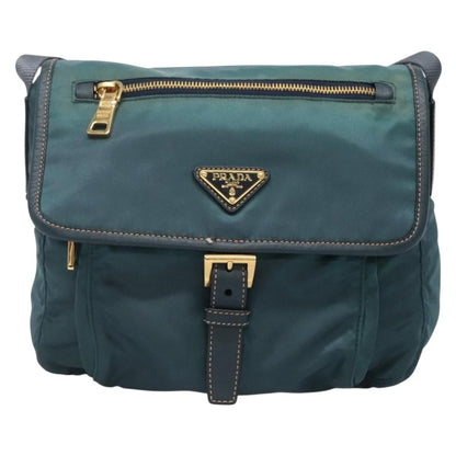 Prada Buckle Messenger Bag Tessuto, GREEN, NYLON, Shoulder bag