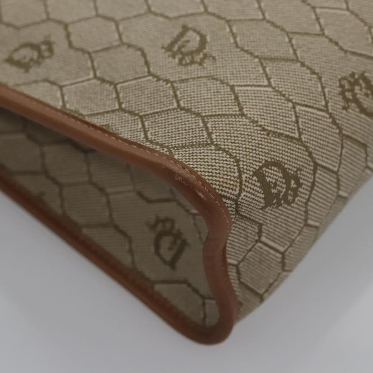 Christian Dior Vintage Honeycomb Zip Pouch Coated Canvas, BEIGE, PVC, Clutche & pouche