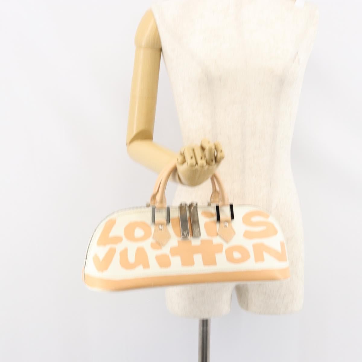 Louis Vuitton Alma Handbag Limited Edition Graffiti Leather, WHITE, CANVAS, Handbag