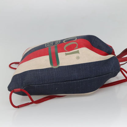 Gucci Logo Drawstring Backpack Striped Canvas, Multicolour, Canvas, Backpack