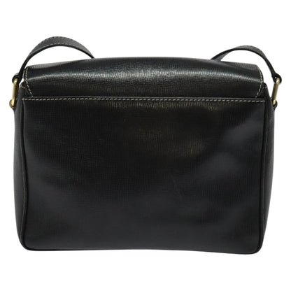 Celine Vintage Circle Logo Crossbody Bag Leather, BLACK, LEATHER, Crossbody bag