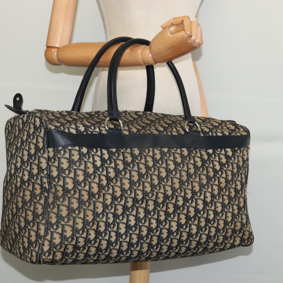 Christian Dior Vintage Trotter Boston Bag Diorissimo Canvas, NAVY, CANVAS, Travel bag