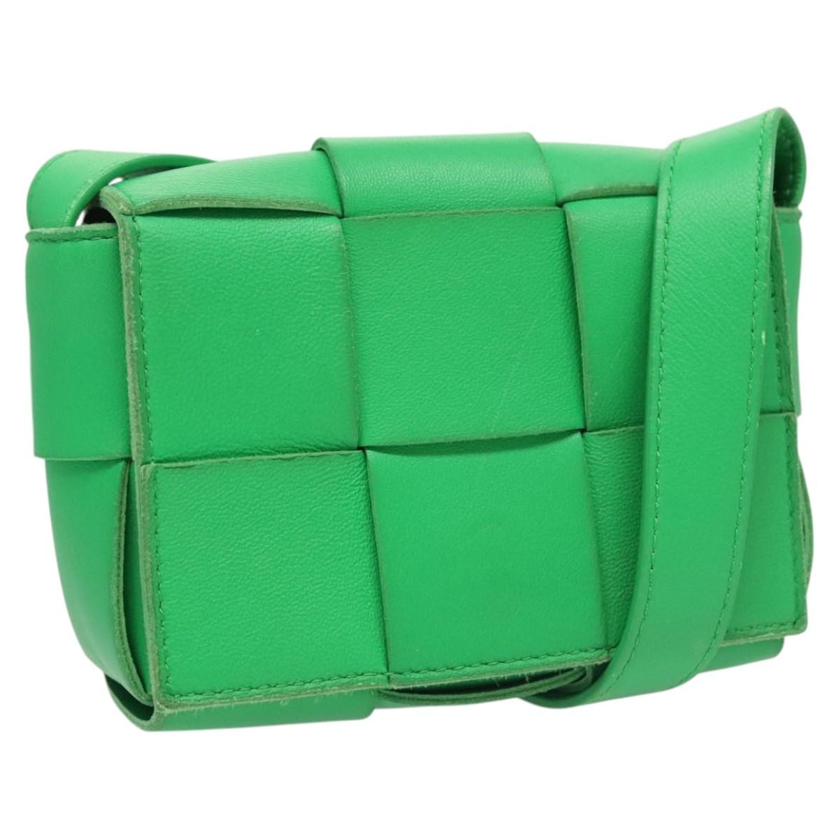 Bottega Veneta Cassette Crossbody Bag Maxi Intrecciato Leather, GREEN, LEATHER, Shoulder bag