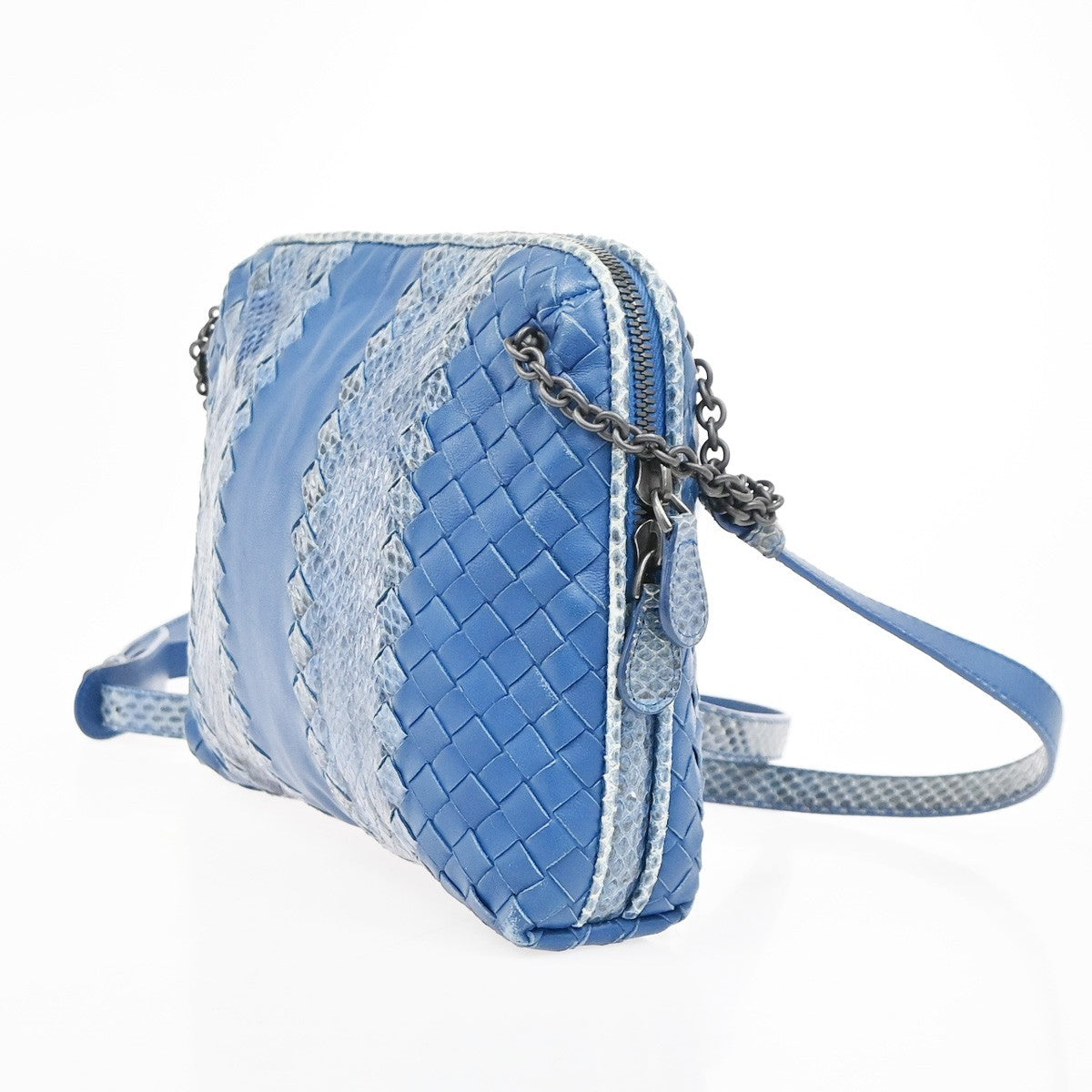 Bottega Veneta Intrecciato Shoulder bag Leather, Blue, Leather, Handbag