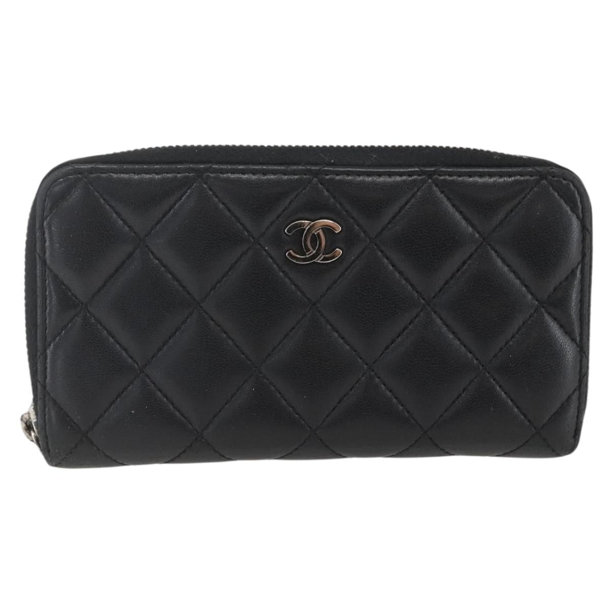 Chanel Zip Around Organizer Wallet Quilted Lambskin, BLACK, LEATHER, Wallets