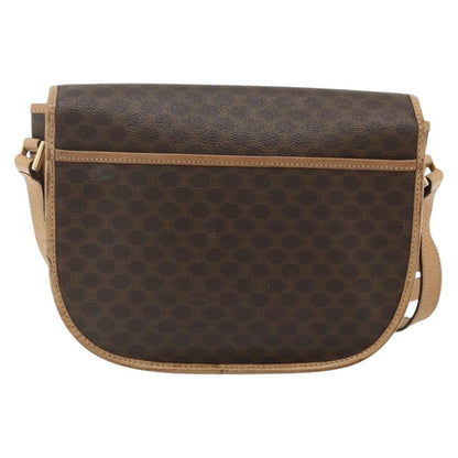 Celine Vintage Macadam Shoulder Bag Canvas and Leather, Brown, Canvas, Shoulder Bag