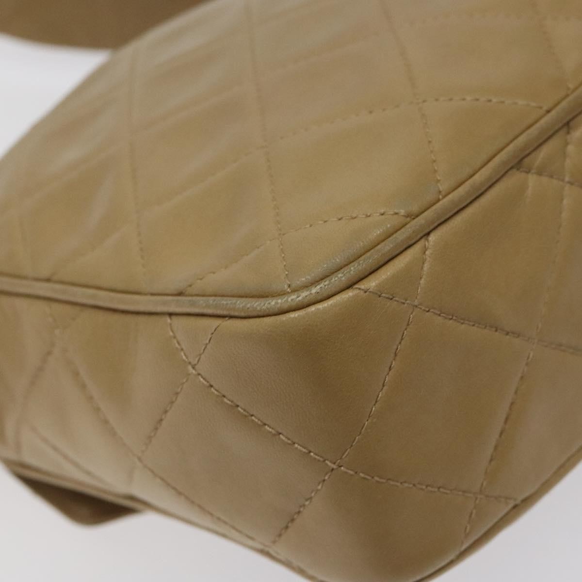 Chanel Vintage Front Pocket Camera Shoulder Bag Leather, BEIGE, LEATHER, Shoulder bag