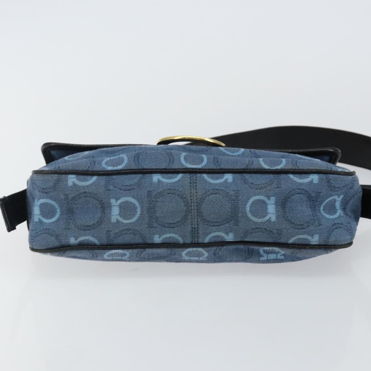 Salvatore Ferragamo Gancini Shoulder Bag Canvas, NAVY, CANVAS, Shoulder bag