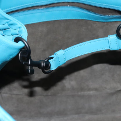 Bottega Veneta Campana Hobo Intrecciato Nappa, BLUE, LEATHER, Handbag