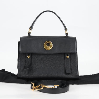 Saint Laurent Muse Two Bag Leather, BLACK, LEATHER, Handbag