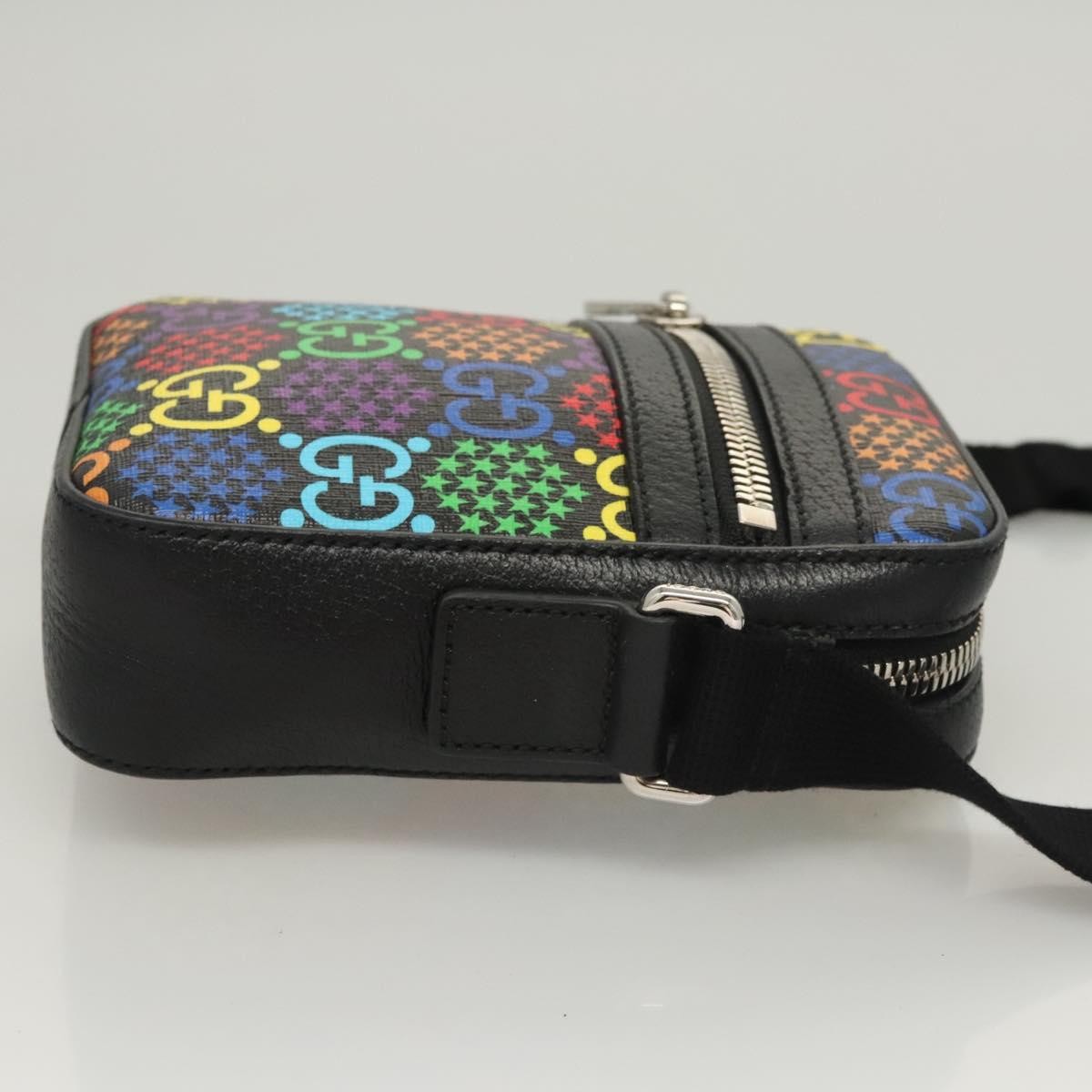 Gucci Front Zip Messenger Bag Psychedelic Print GG Coated Canvas, MULTICOLOUR, CANVAS, Shoulder bag