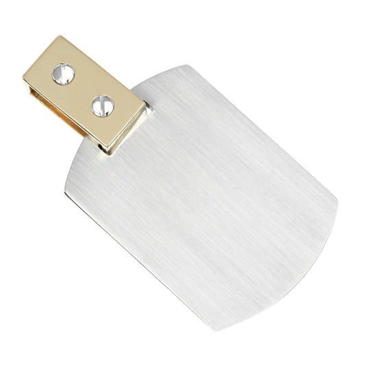 Cartier Santos Dog Tag Pendant Stainless Steel with 18K Yellow Gold, SILVER, YELLOW_GOLD, Pendant & Charms