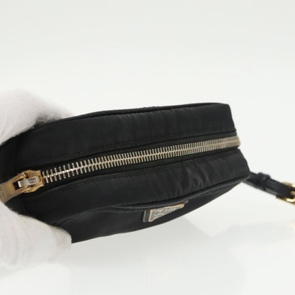 Prada Wristlet Zip Pouch Tessuto, BLACK, NYLON, Clutche & pouche