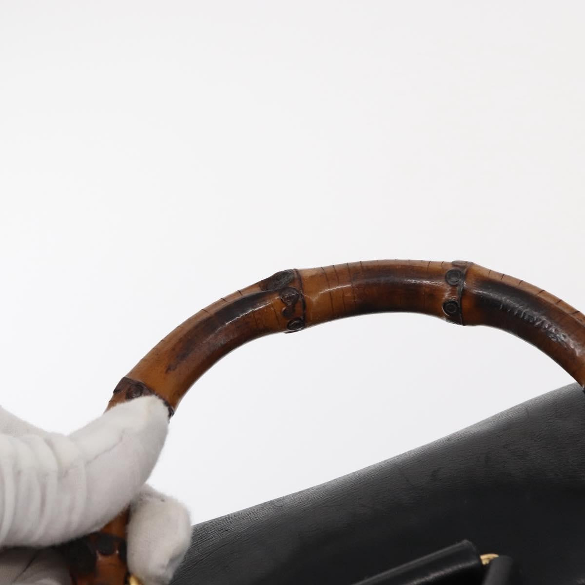 Gucci Vintage Bamboo Backpack Leather, BLACK, LEATHER, Backpack