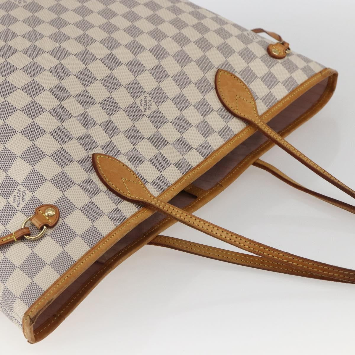 Louis Vuitton Neverfull Tote Damier azur, WHITE, CANVAS, Tote bag