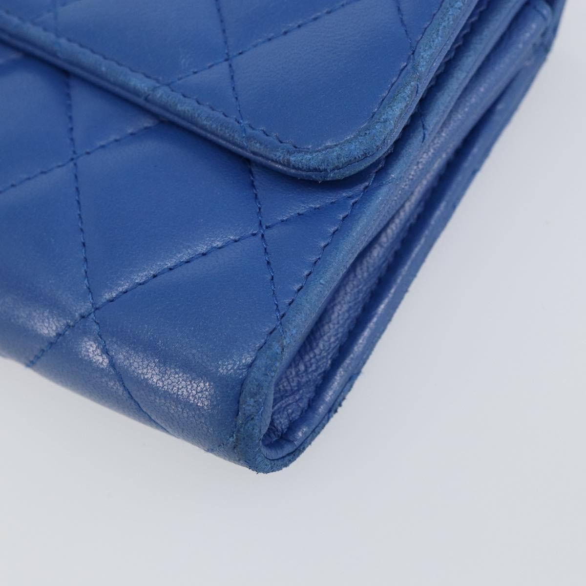 Chanel CC Gusset Classic Flap Wallet Quilted Lambskin, BLUE, LEATHER, Wallets